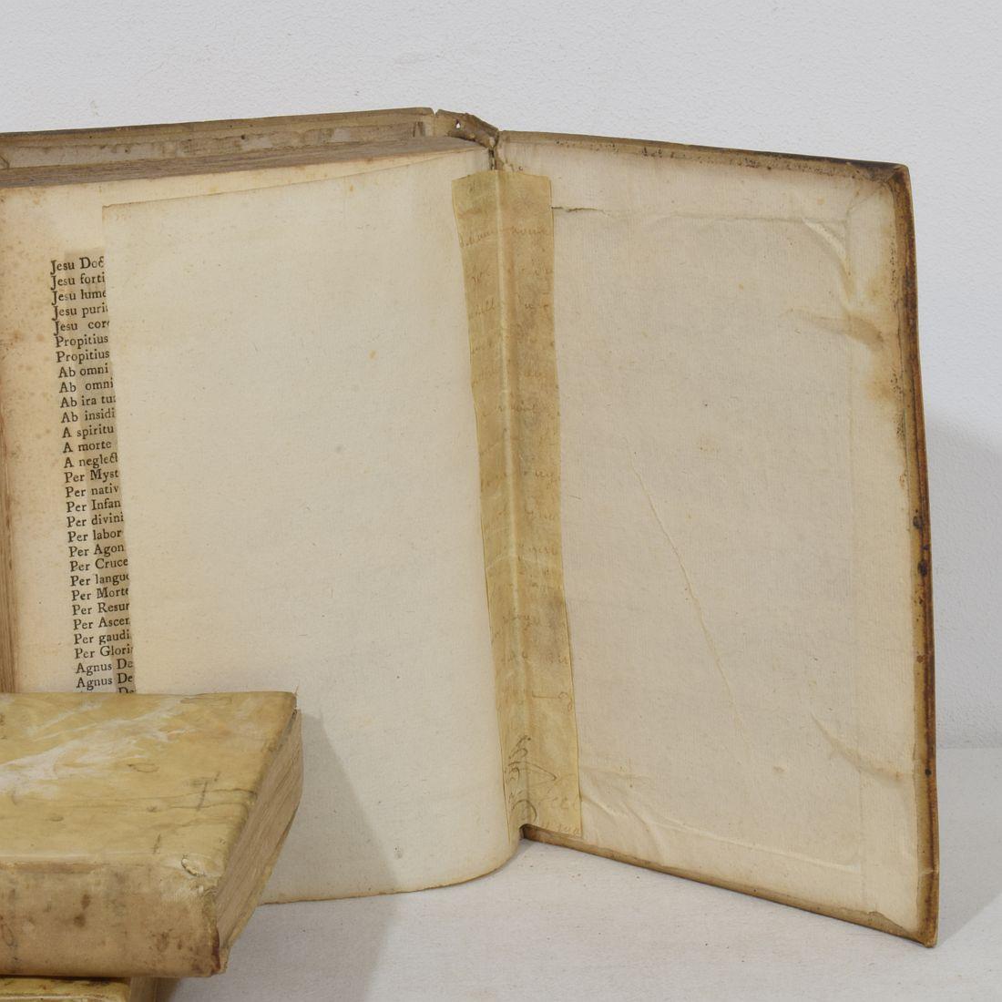 Nice Collection of 18th/ 19th Century Weathered Spanish Vellum Books For Sale 8