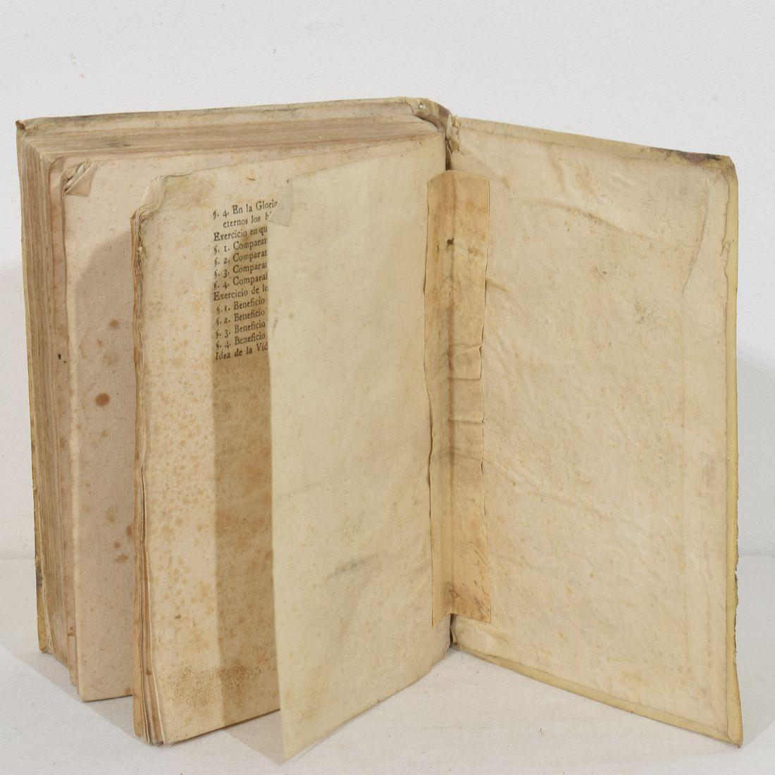 Nice Collection of 18th/ 19th Century Weathered Spanish Vellum Books For Sale 8