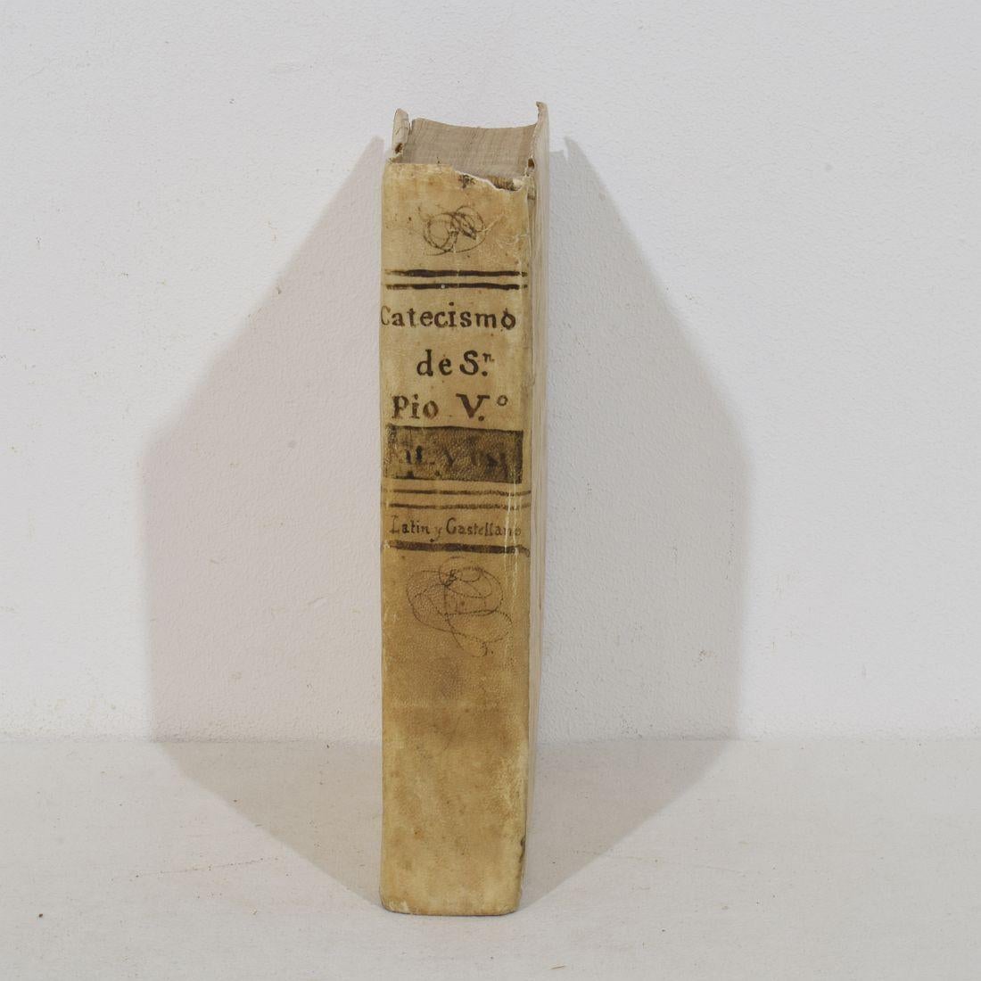 Nice Collection of 18th/ 19th Century Weathered Spanish Vellum Books For Sale 9