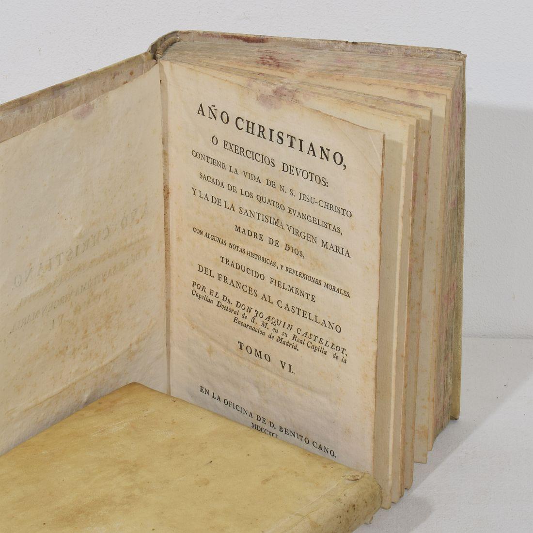 Bella collezione di libri in Vellum spagnolo invecchiato del XVIII/XIX secolo in vendita 10