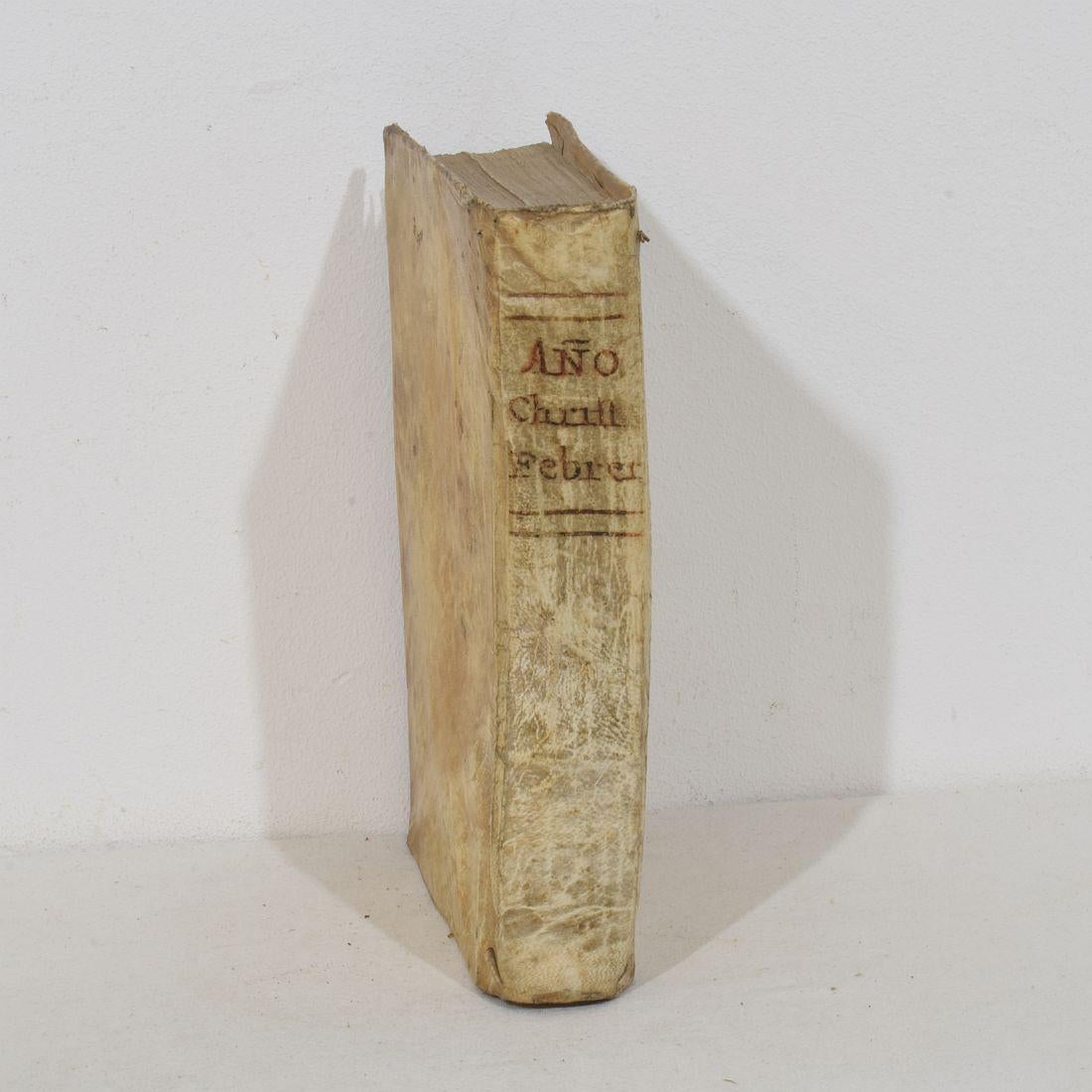 Nice Collection of 18th/ 19th Century Weathered Spanish Vellum Books For Sale 12