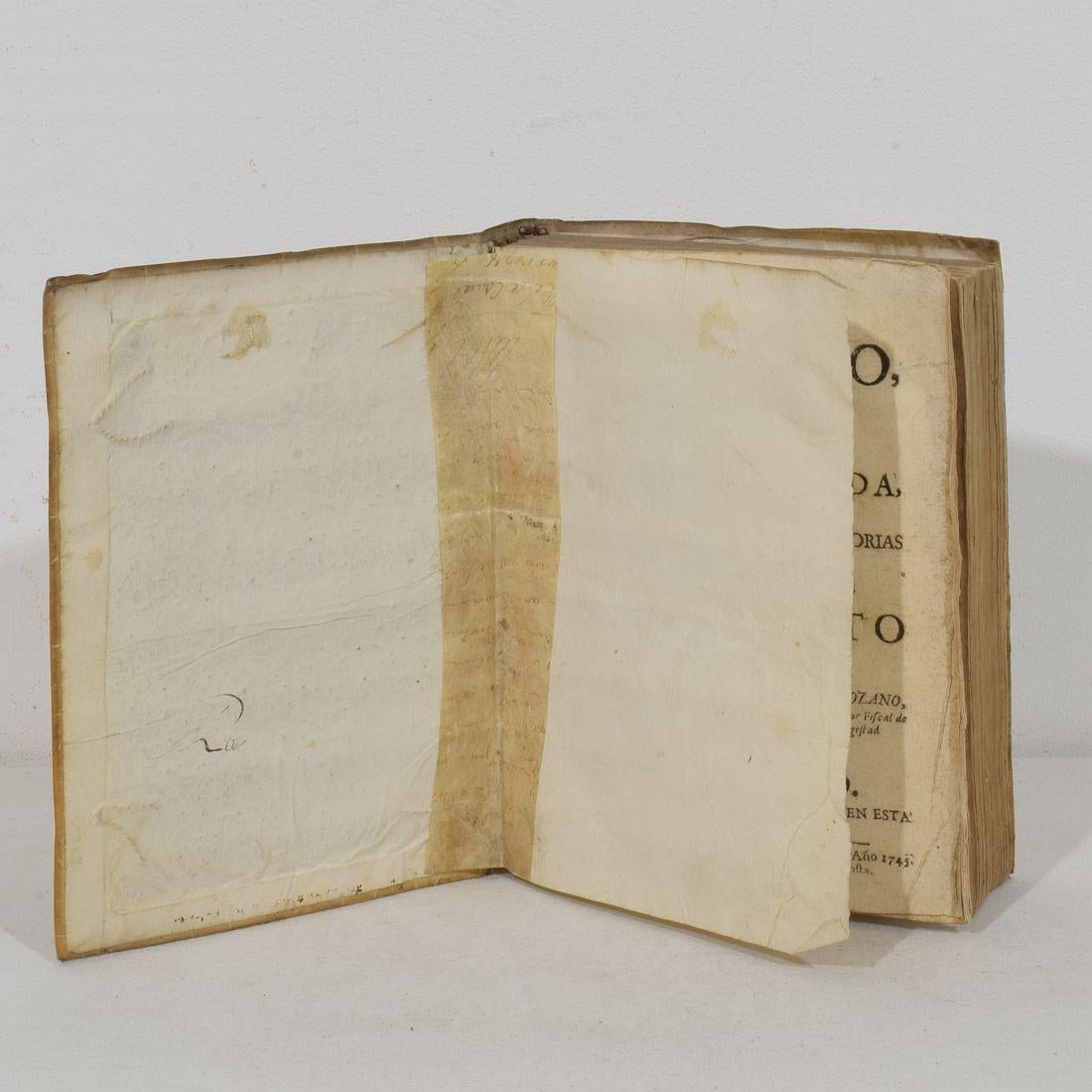 Nice Collection of 18th/ 19th Century Weathered Spanish Vellum Books For Sale 14