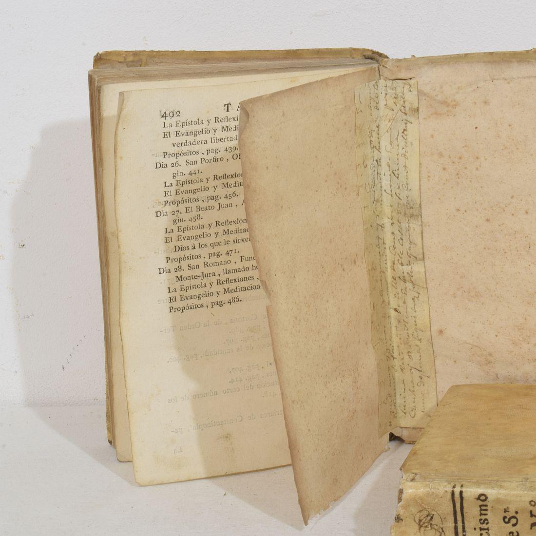 Nice Collection of 18th/ 19th Century Weathered Spanish Vellum Books For Sale 15
