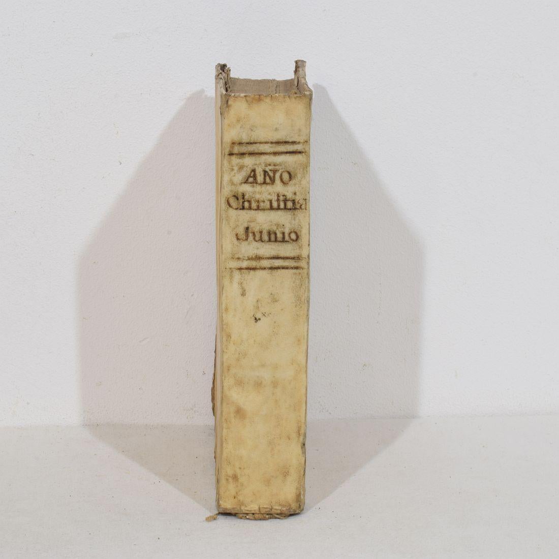Bella collezione di libri in Vellum spagnolo invecchiato del XVIII/XIX secolo In condizioni discrete in vendita a Buisson, FR