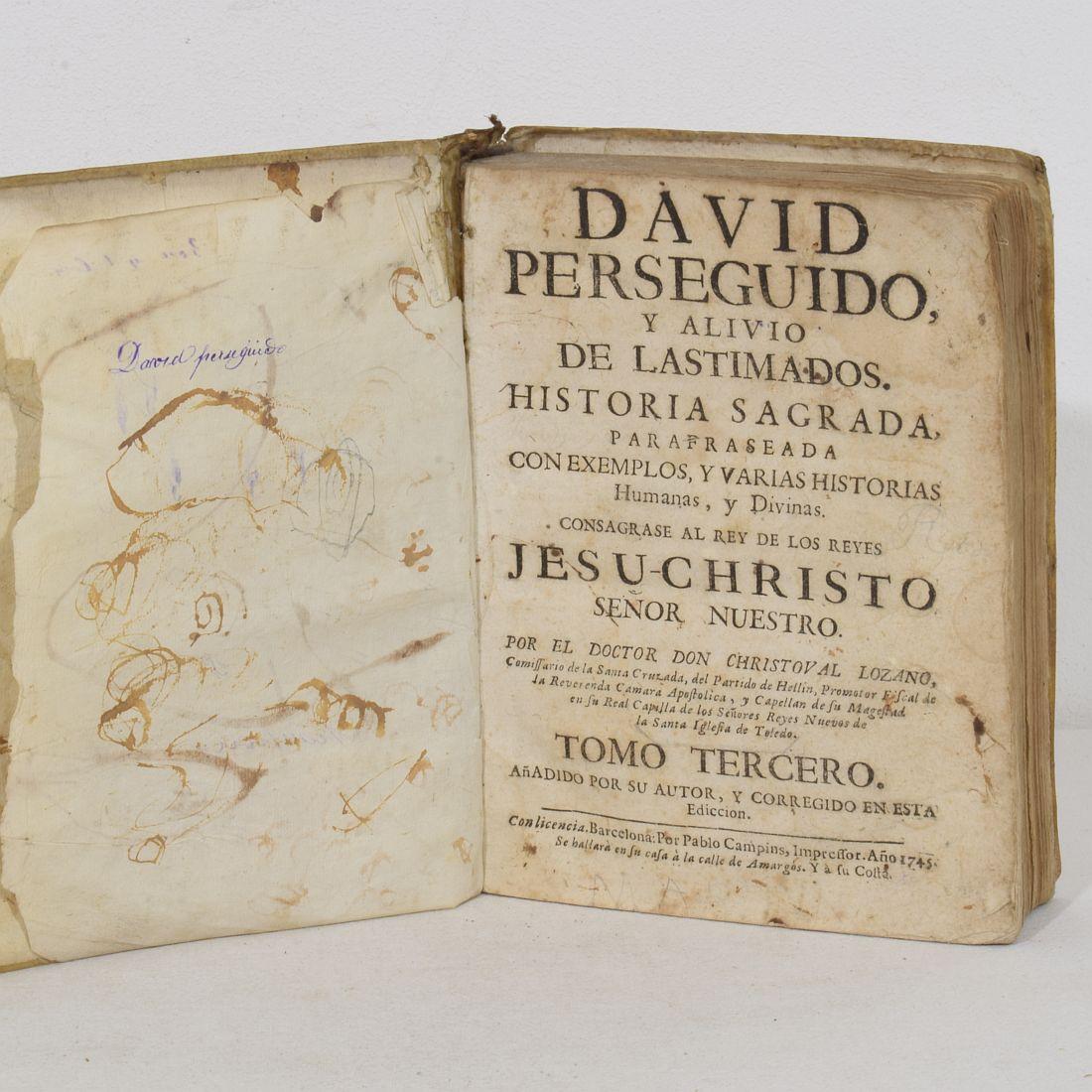 Nice Collection of 18th/ 19th Century Weathered Spanish Vellum Books For Sale 1