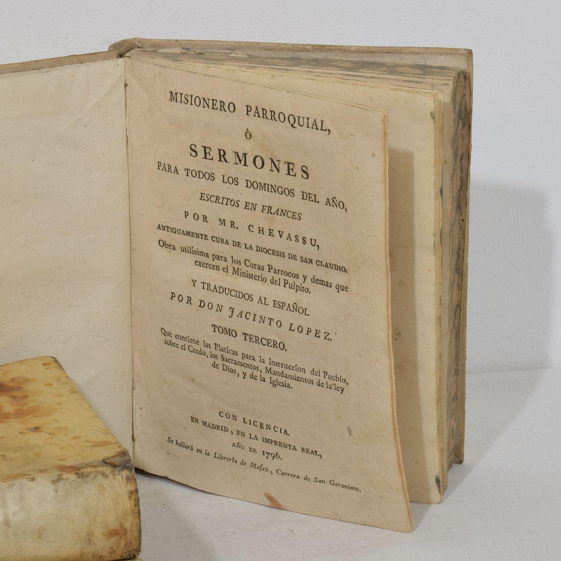 Nice Collection of 18th/ 19th Century Weathered Spanish Vellum Books For Sale 1