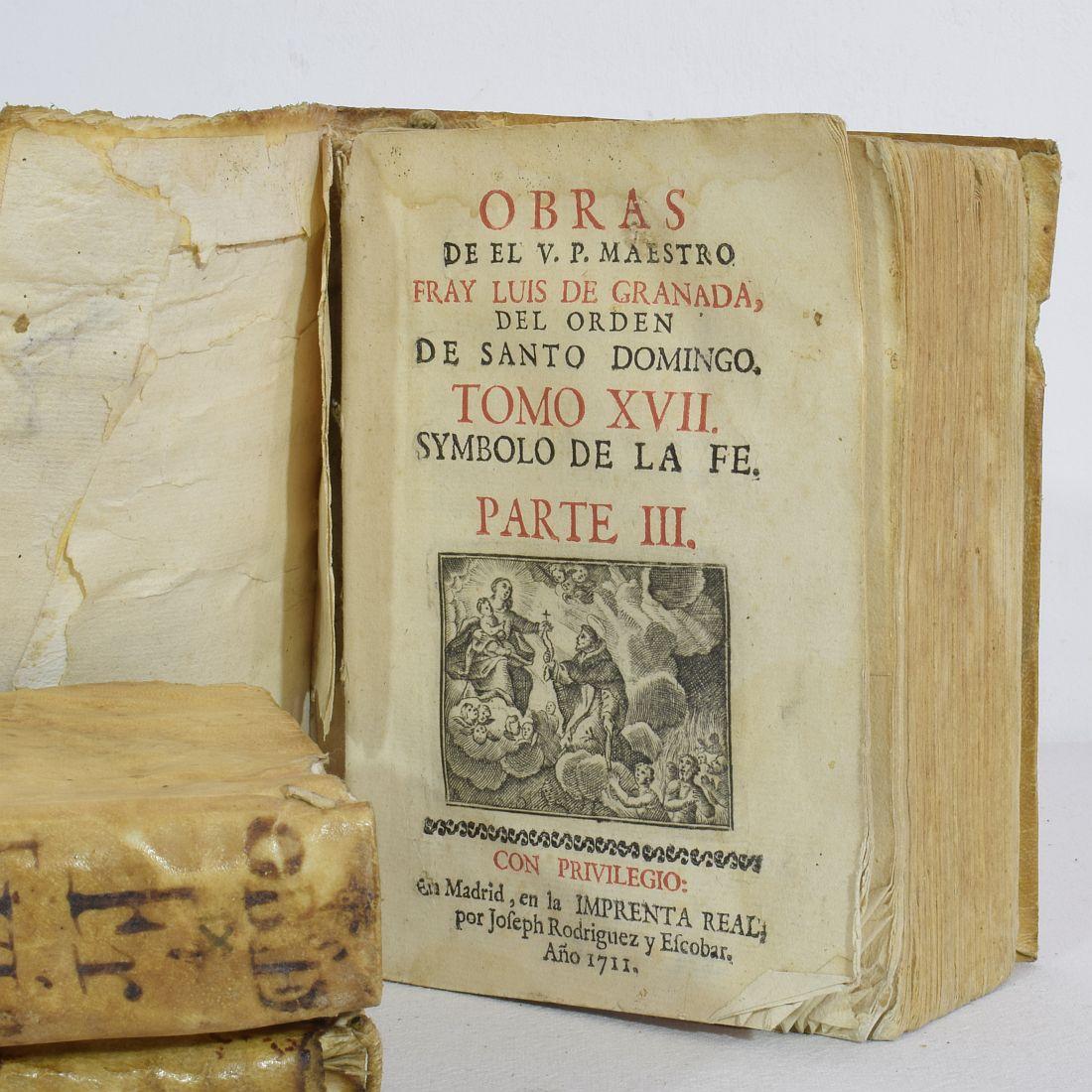 Nice Collection of 18th Century Weathered Spanish Vellum Books 5