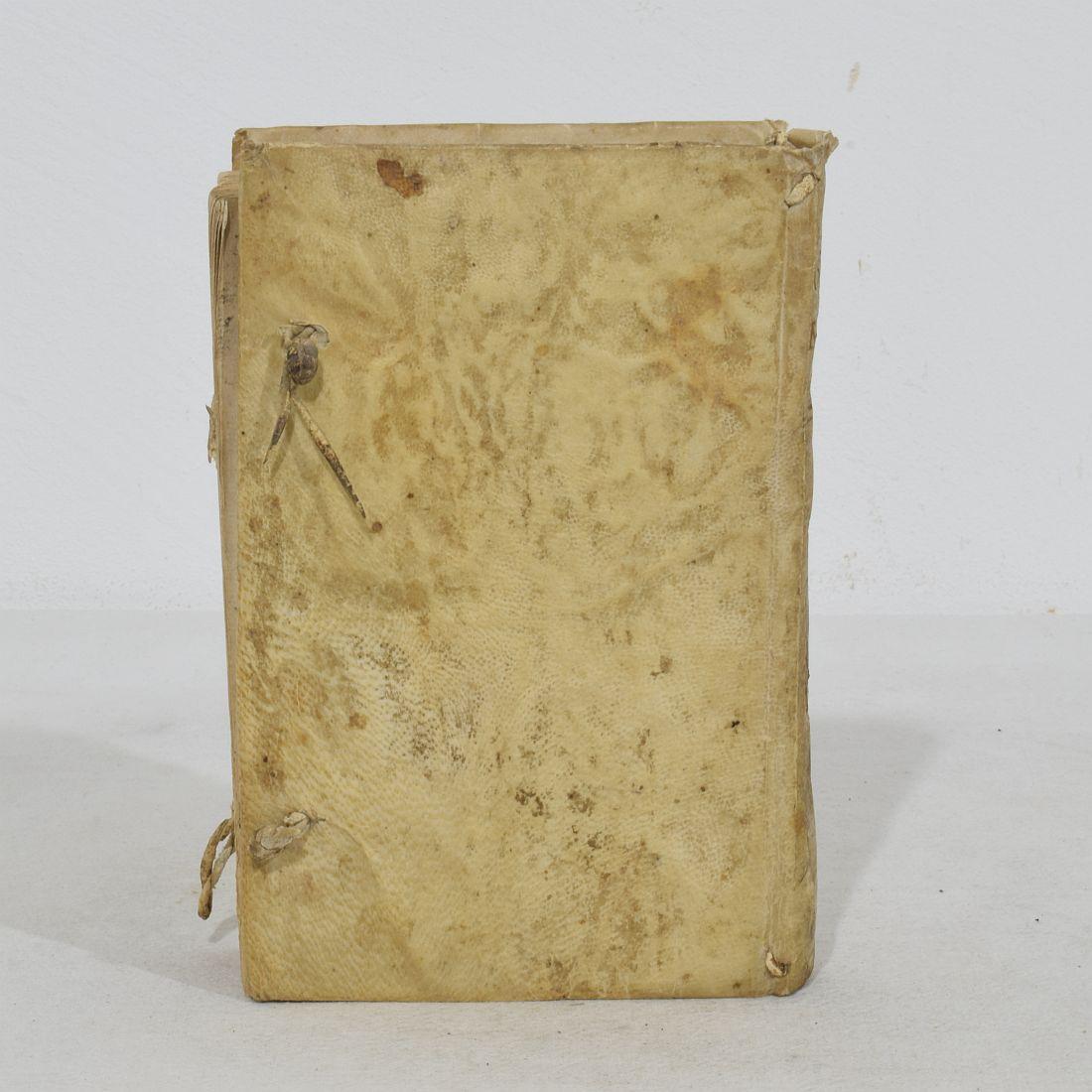 Parchment Paper Nice Collection of 18th Century Weathered Spanish Vellum Books For Sale