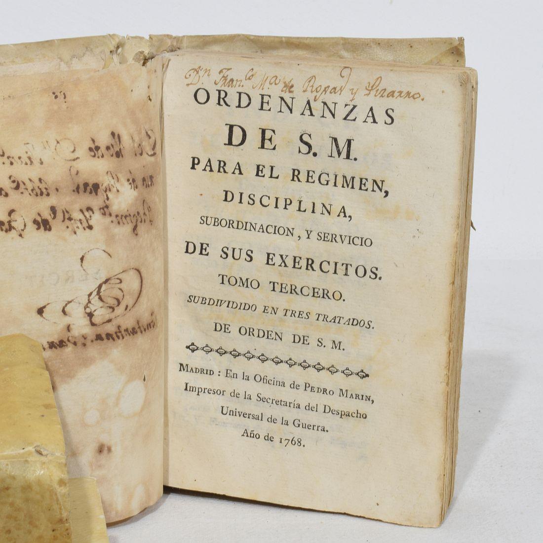 Nice Collection of 18th Century Weathered Spanish Vellum Books For Sale 2