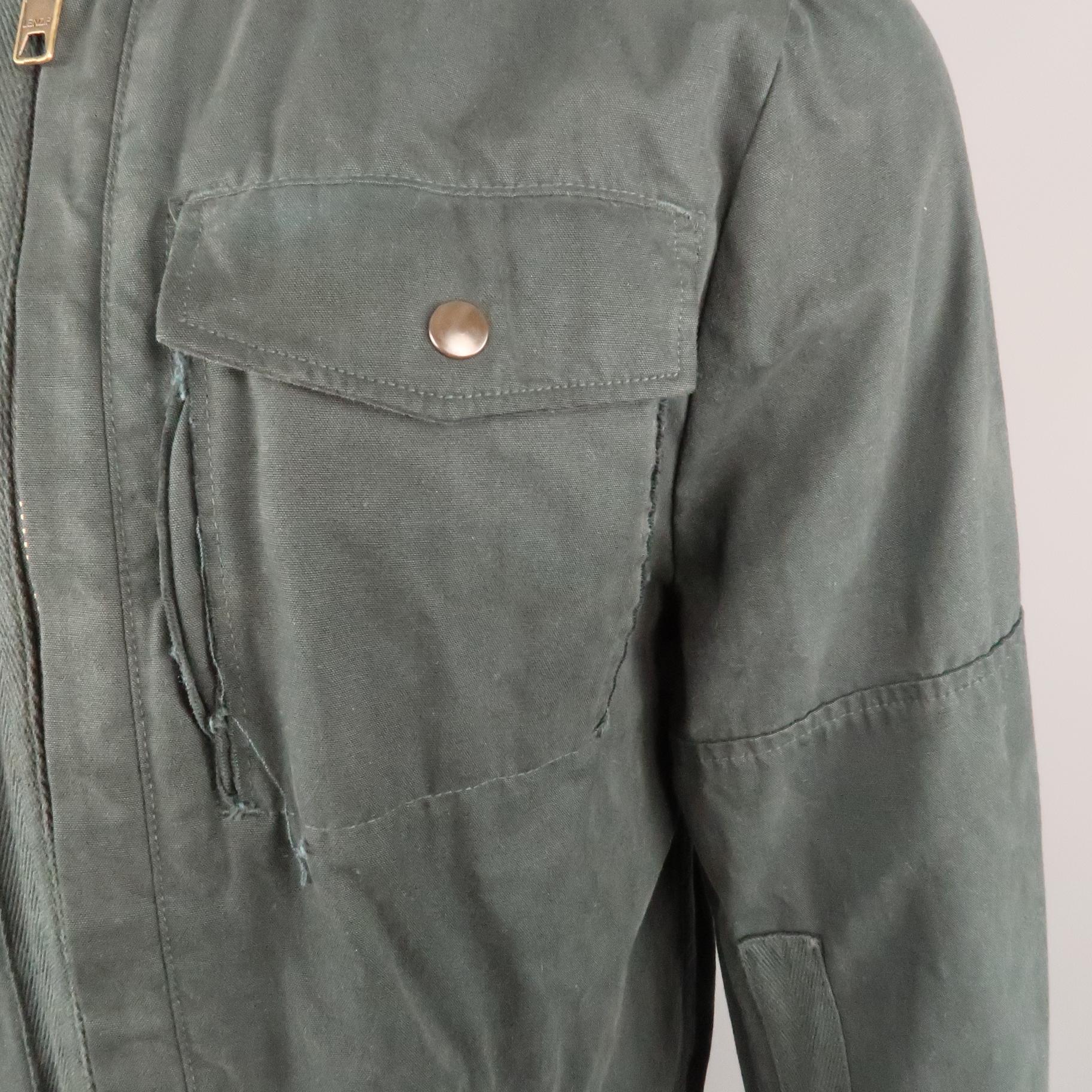 Men's NICE COLLECTIVE L Black Solid Cotton Zip Up Jacket