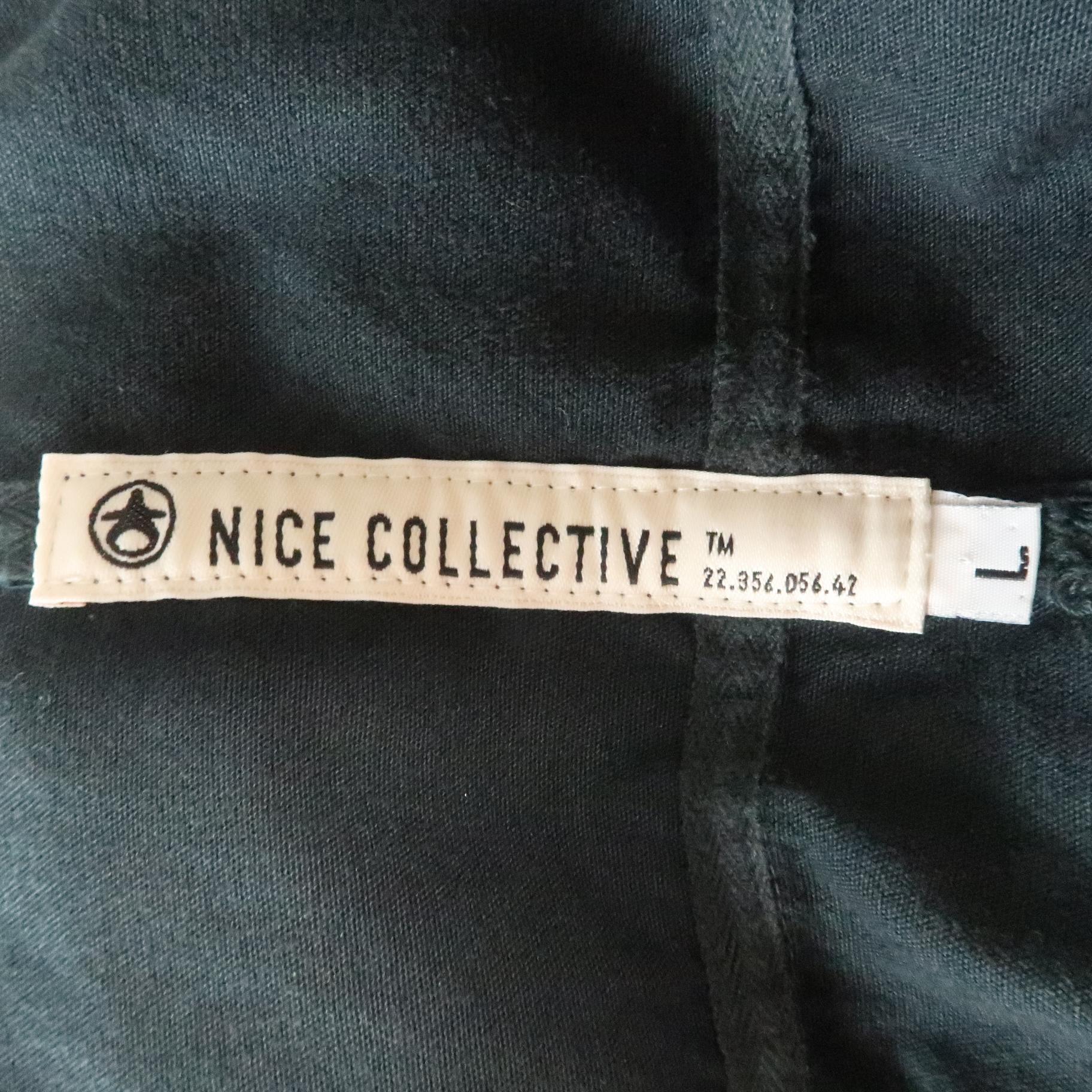 NICE COLLECTIVE L Black Solid Cotton Zip Up Jacket 2