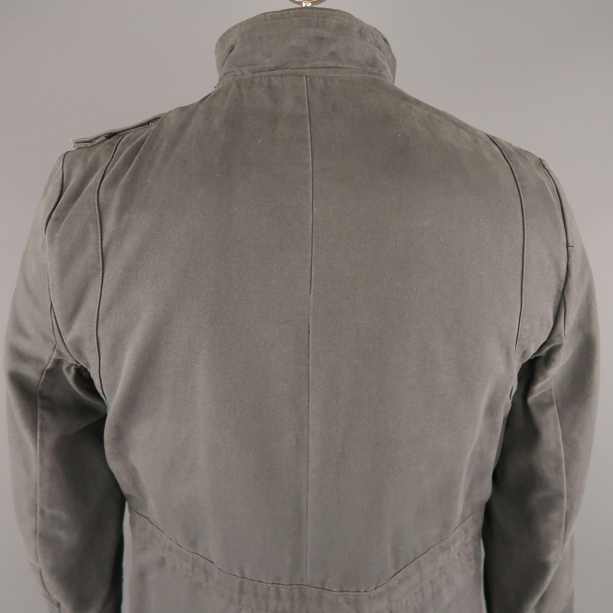 Men's NICE COLLECTIVE L Dark Gray Cotton Military Style Jacket