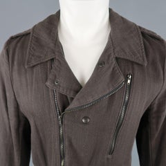 NICE COLLECTIVE M Brown Cotton Motorcycle Style Jacket