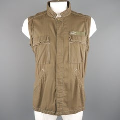 NICE COLLECTIVE XL Olive Contrast Stitch Cotton Jacket