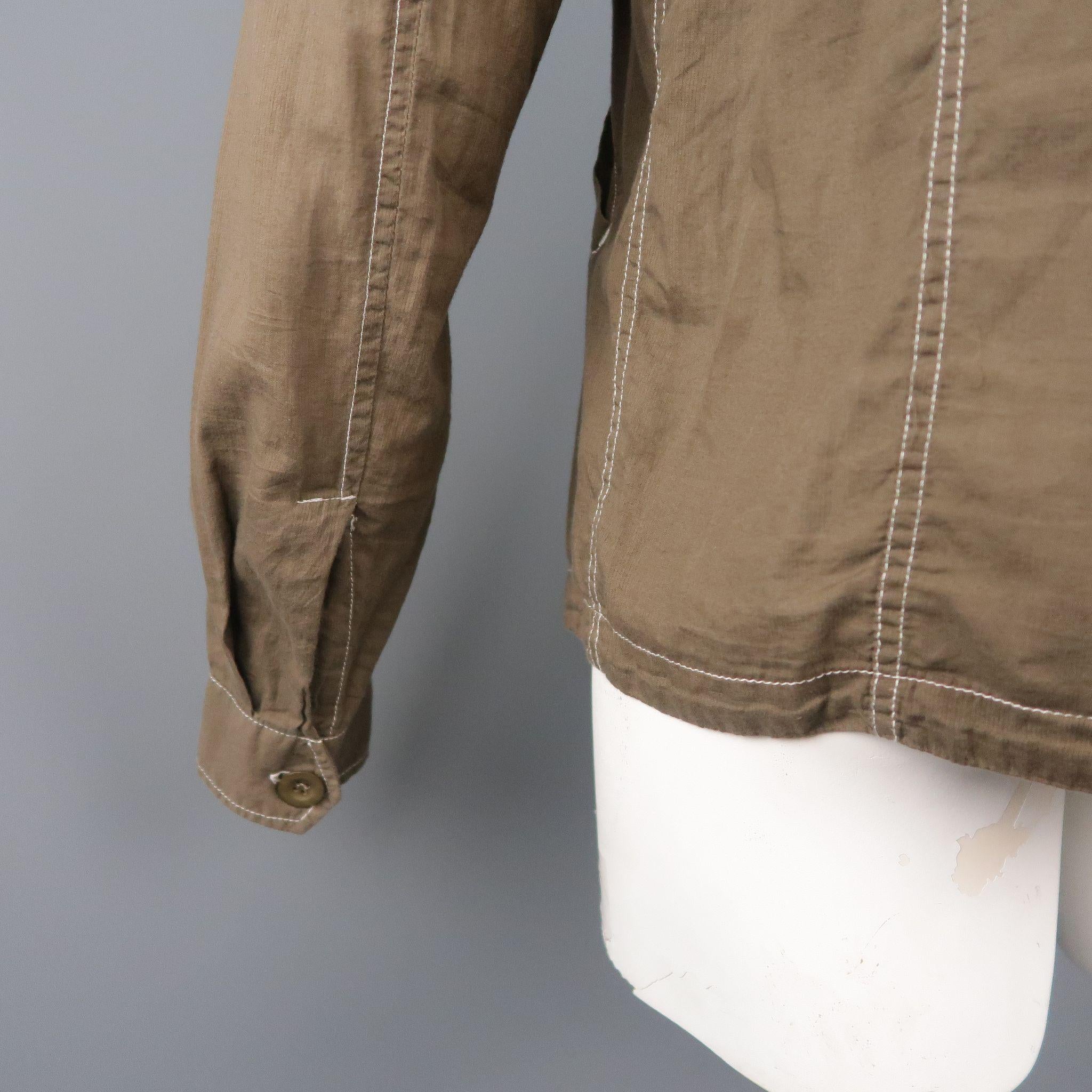 Men's NICE COLLECTIVE XL Olive Contrast Stitch Cotton Jacket