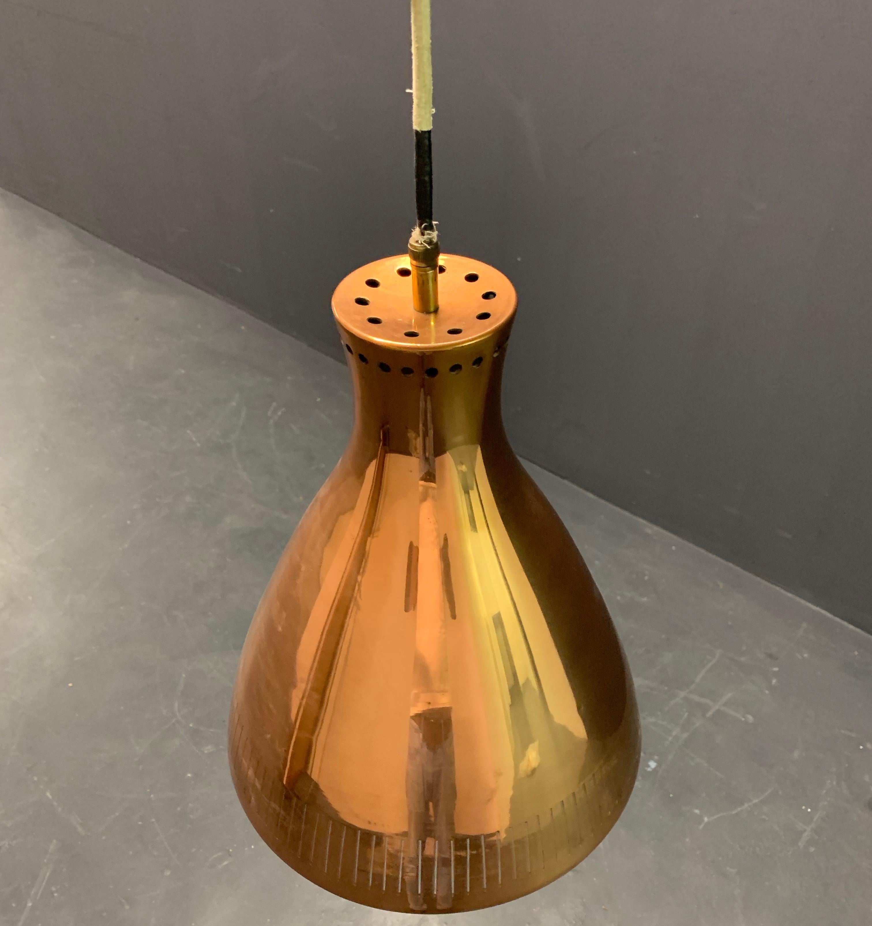 Nice Copper Ceiling Lamp Attributed to Paavo Tynell For Sale 3