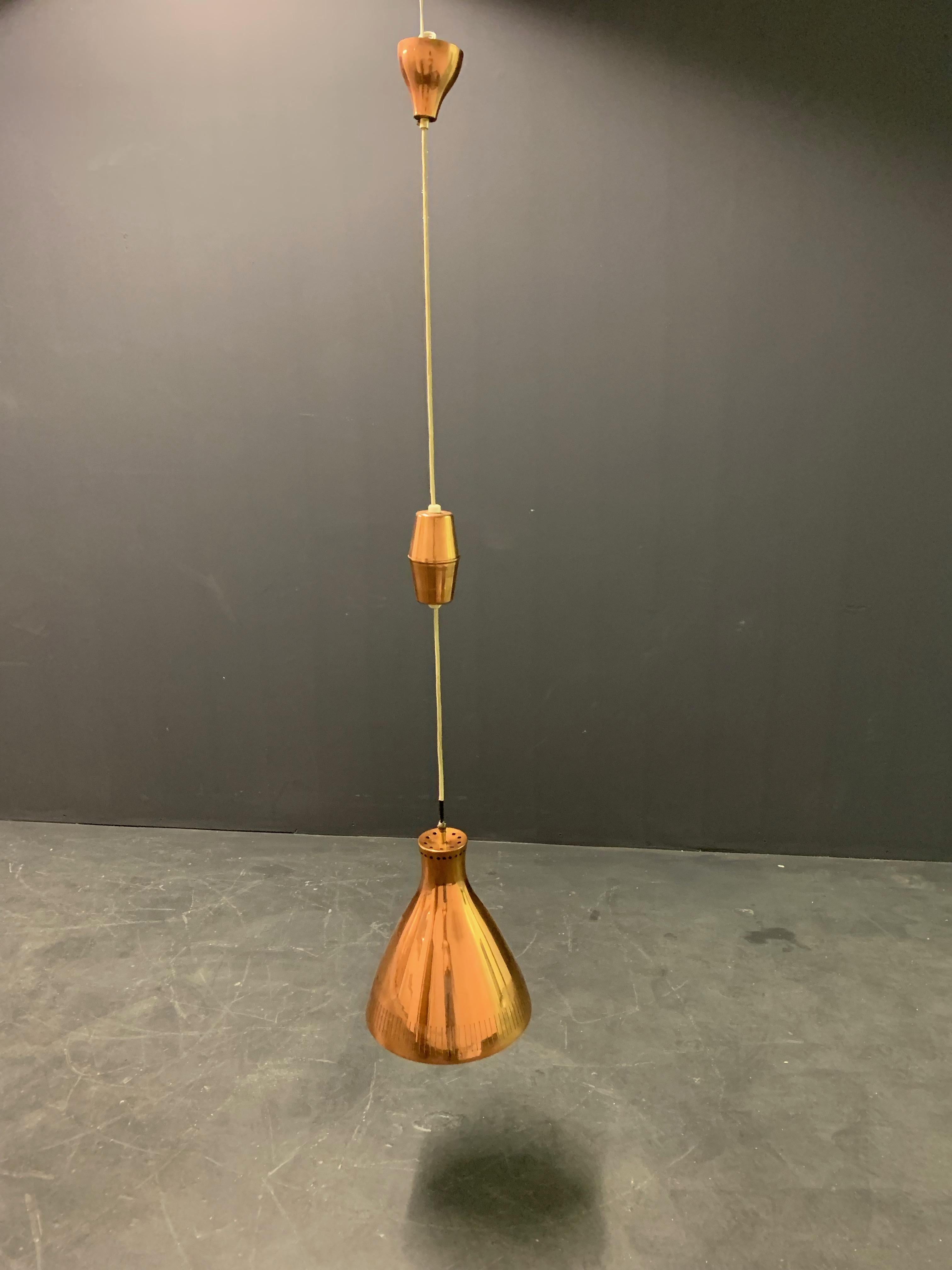 Brass Nice Copper Ceiling Lamp Attributed to Paavo Tynell For Sale