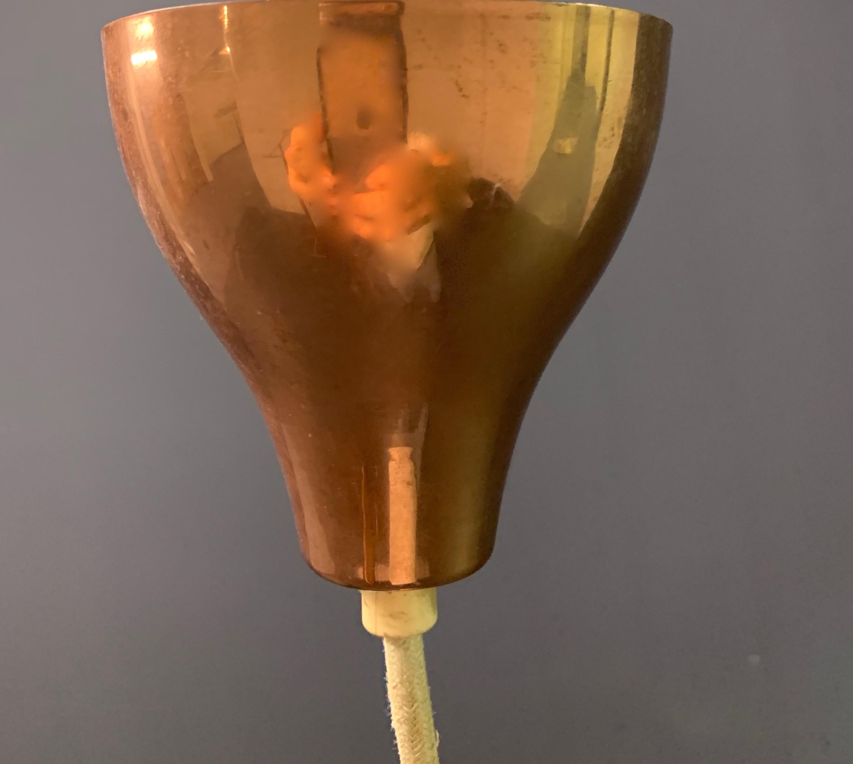 Nice Copper Ceiling Lamp Attributed to Paavo Tynell For Sale 1