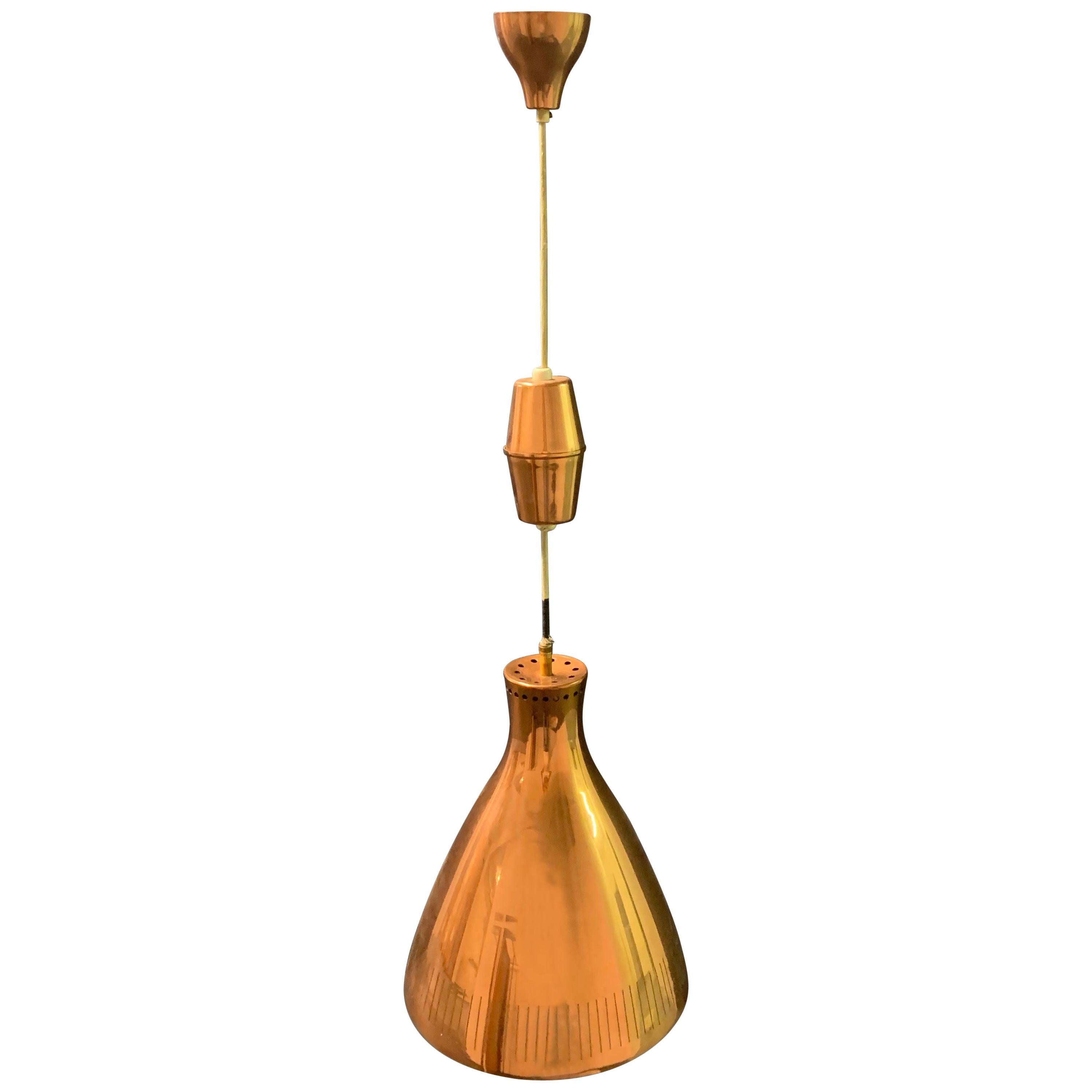 Nice Copper Ceiling Lamp Attributed to Paavo Tynell For Sale