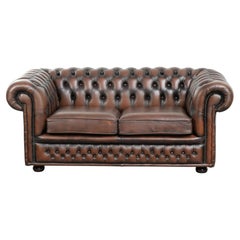 Nice cow leather Chesterfield 2-seater sofa in English style