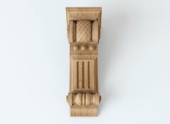 Empire Style Custom Сarved Wood Bracket with Scales, Unfinished Oak Corbel