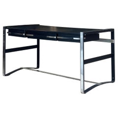 Nice desk in skai and steel by Jacques Adnet circa 1950