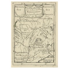 Nice Detailed Antique Miniature Map of the Burgundy Wine Region, France, ca.1683