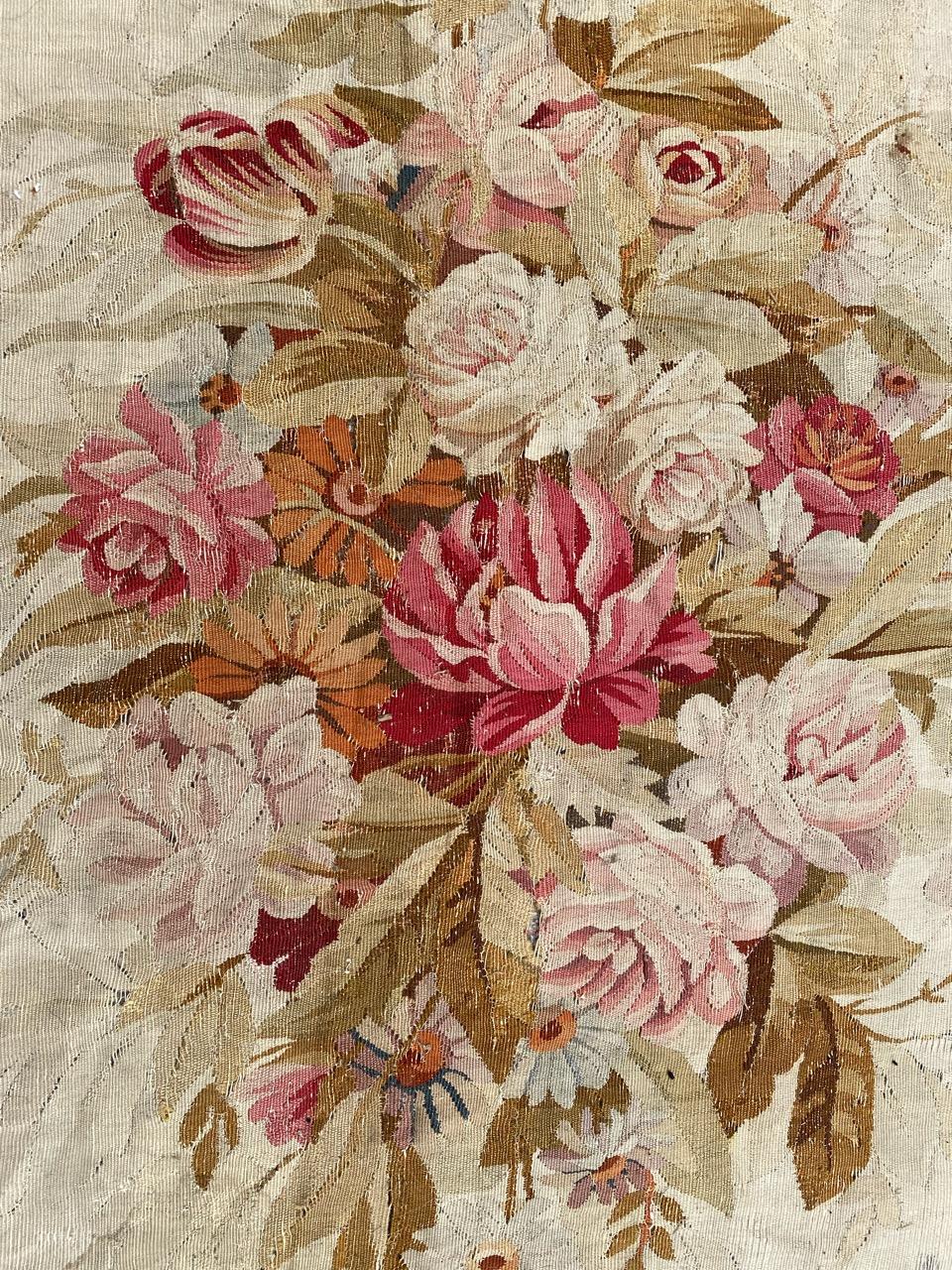 Bobyrug’s Nice Distressed Large Antique Aubusson Flat Rug For Sale 8