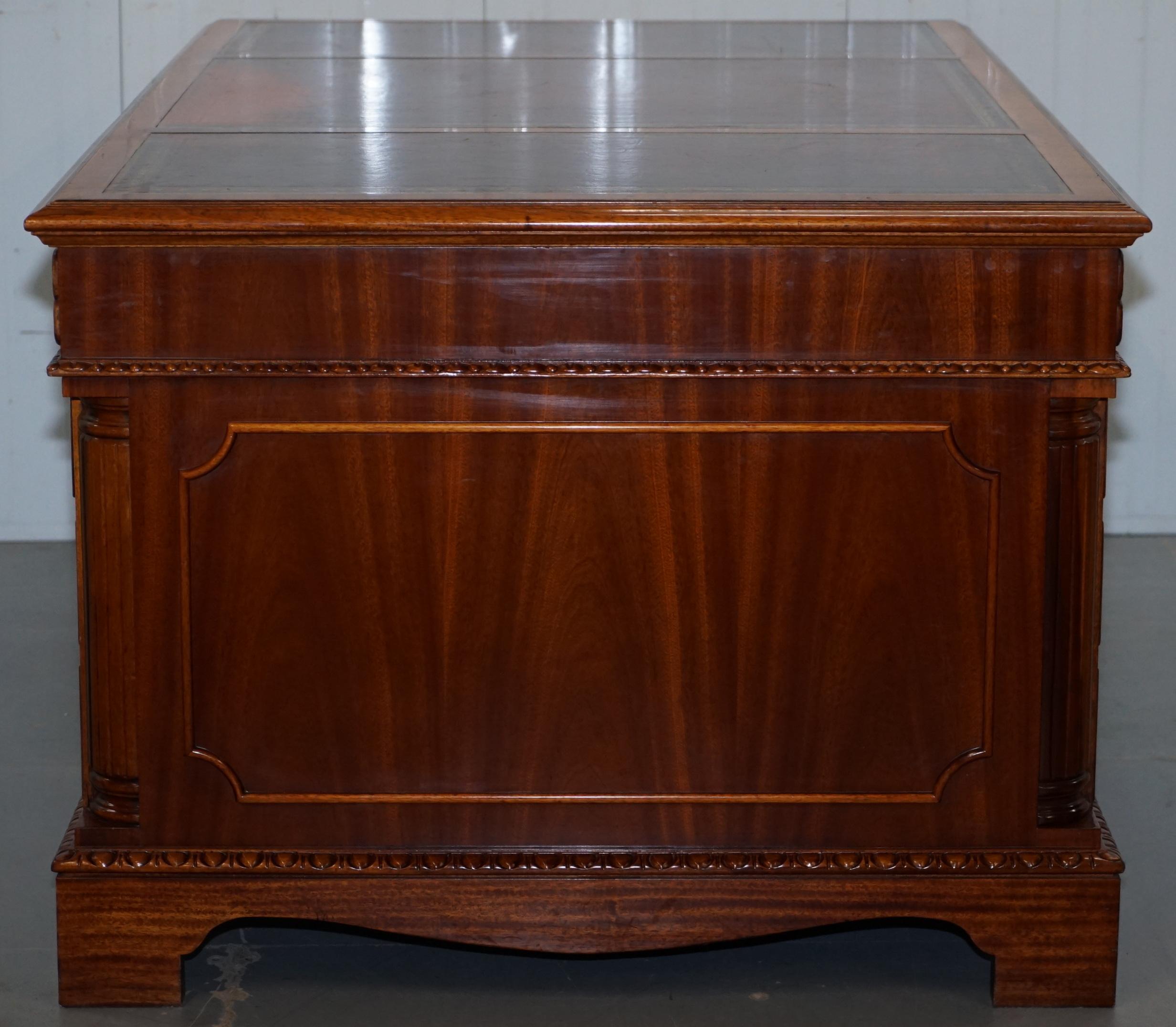 Nice Double Sided 16 Drawer Twin Pedestal 2 Person Partners Desk Oxblood Leather 2