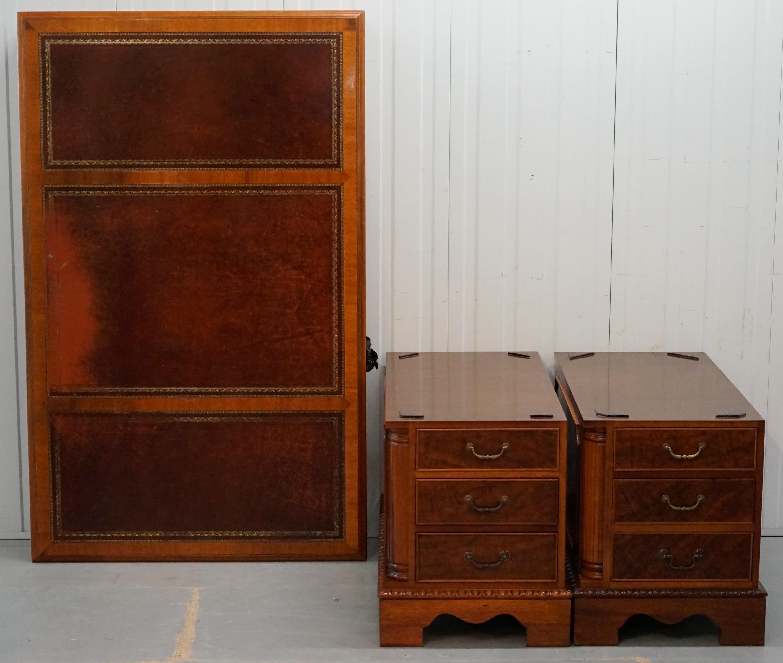 Nice Double Sided 16 Drawer Twin Pedestal 2 Person Partners Desk Oxblood Leather 10