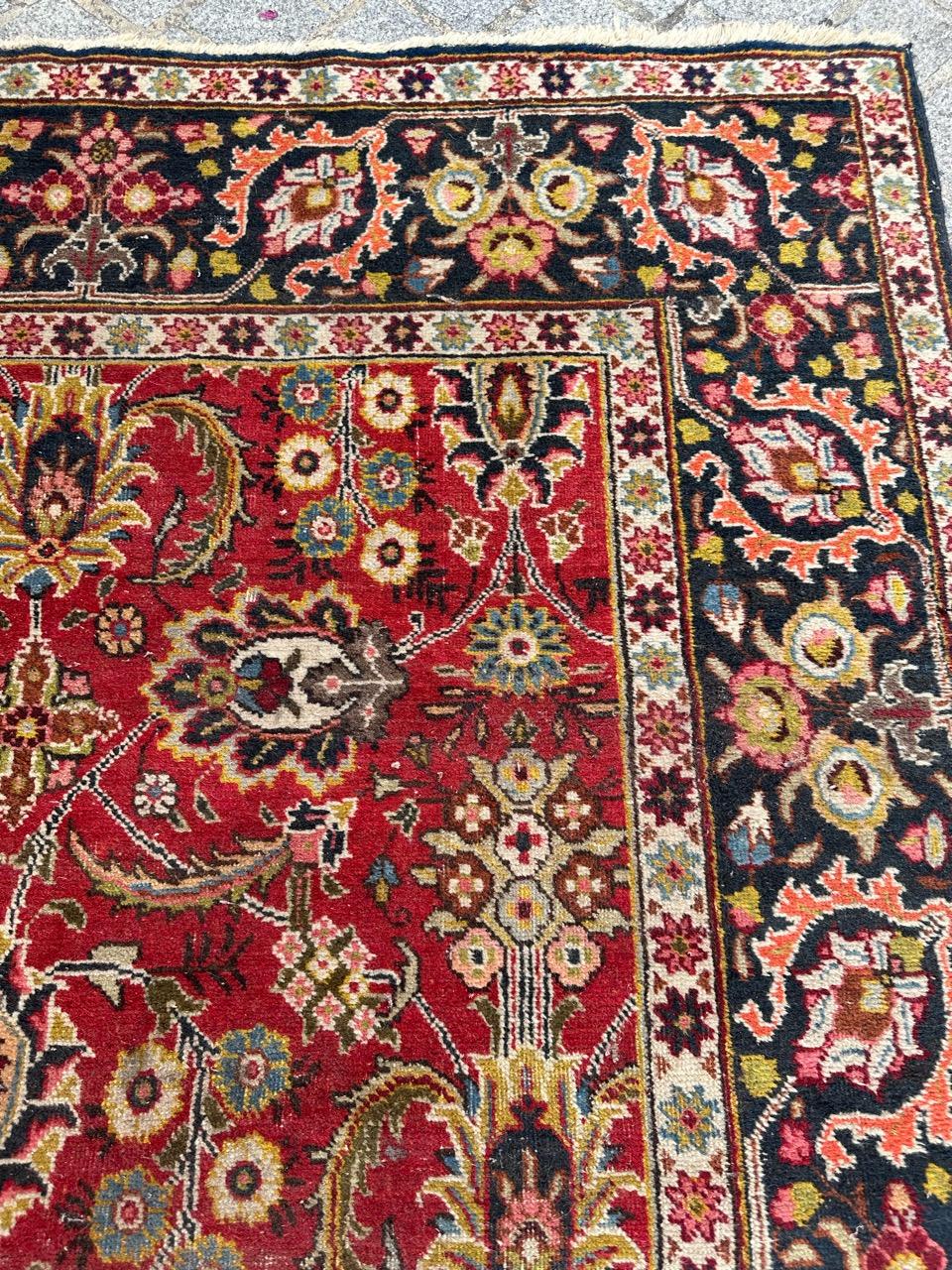 Hand-Knotted Bobyrug’s Nice early 20th century tabriz rug For Sale