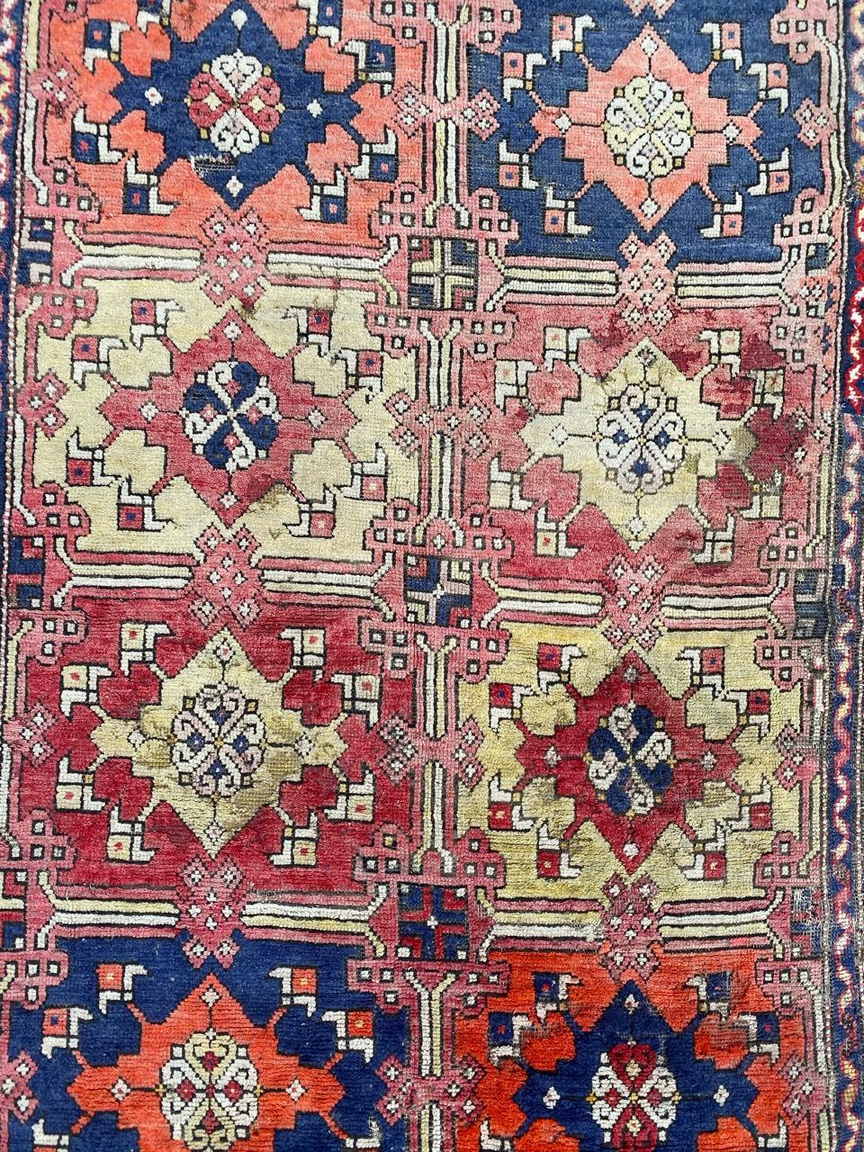 Beautiful Turkish rug with nice decorative design and beautiful colors with red, yellow, blue, orange and pink, entirely hand knotted with wool velvet on cotton foundation.

✨✨✨
