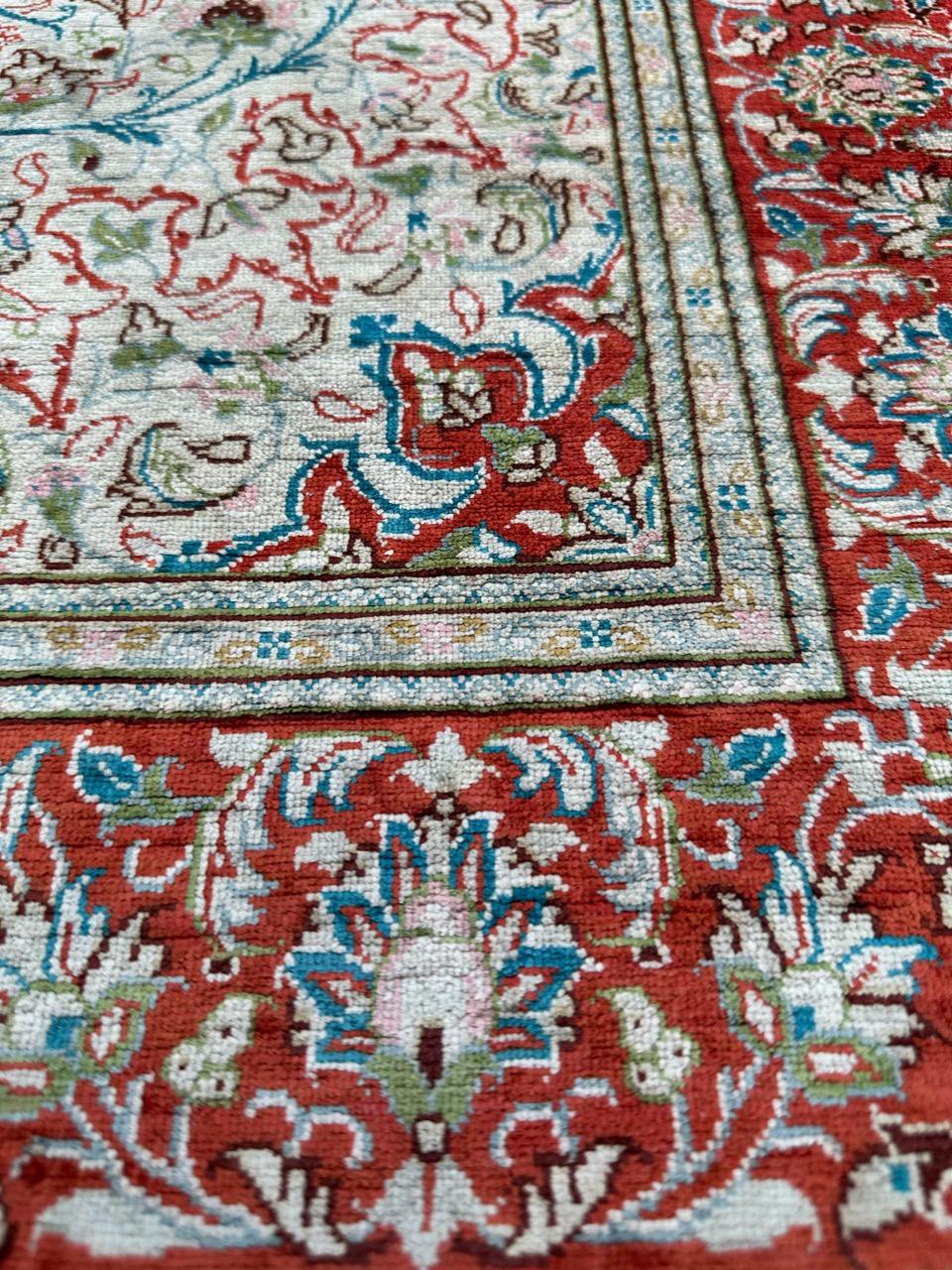 Bobyrug’s Nice early 21st century fine little silk Qom rug  For Sale 2