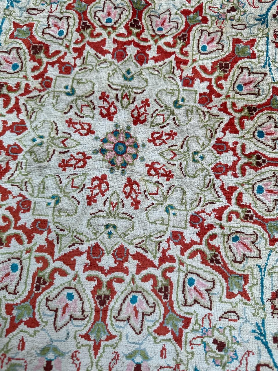 Bobyrug’s Nice early 21st century fine little silk Qom rug  For Sale 4