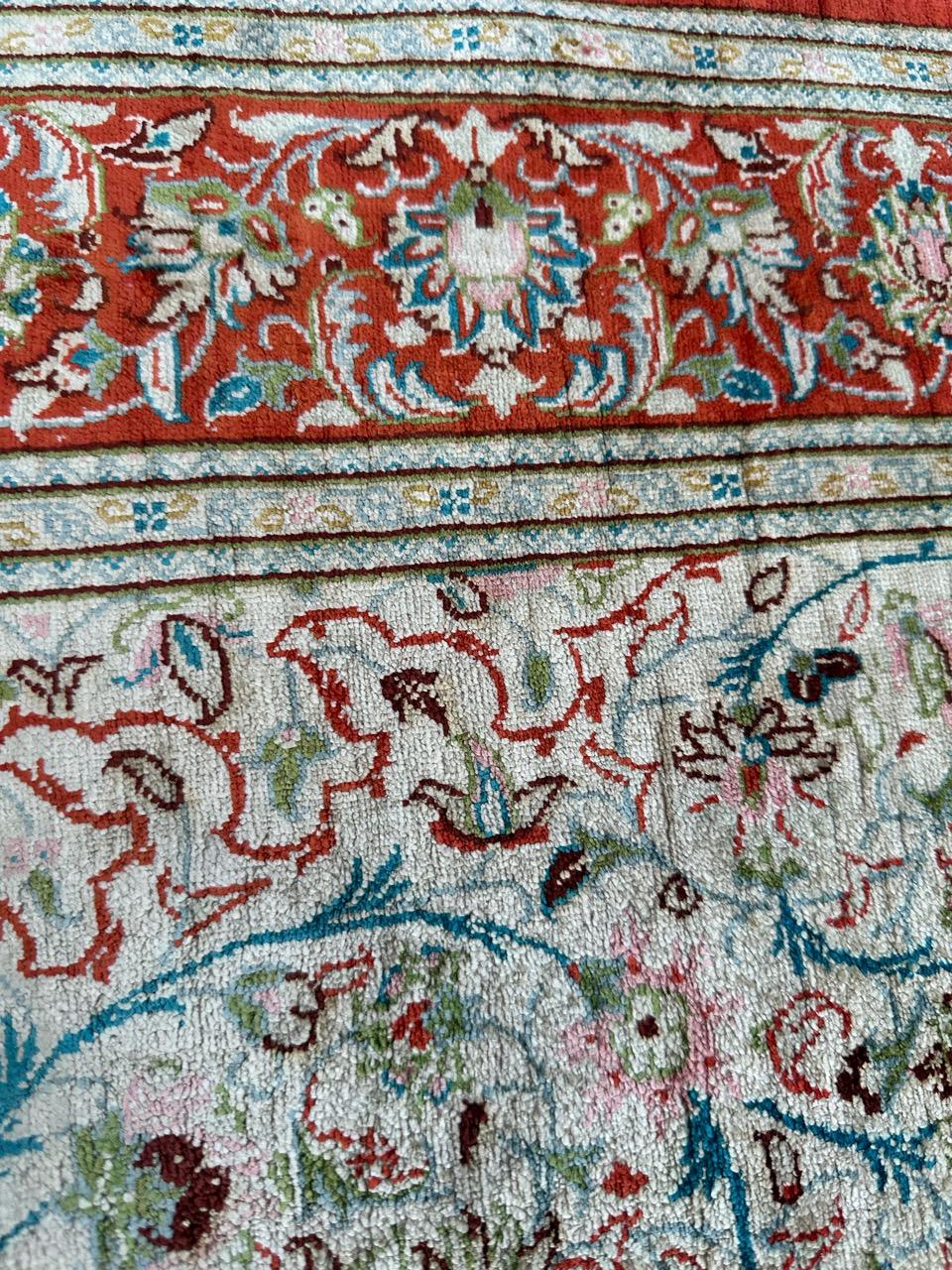 Bobyrug’s Nice early 21st century fine little silk Qom rug  For Sale 5