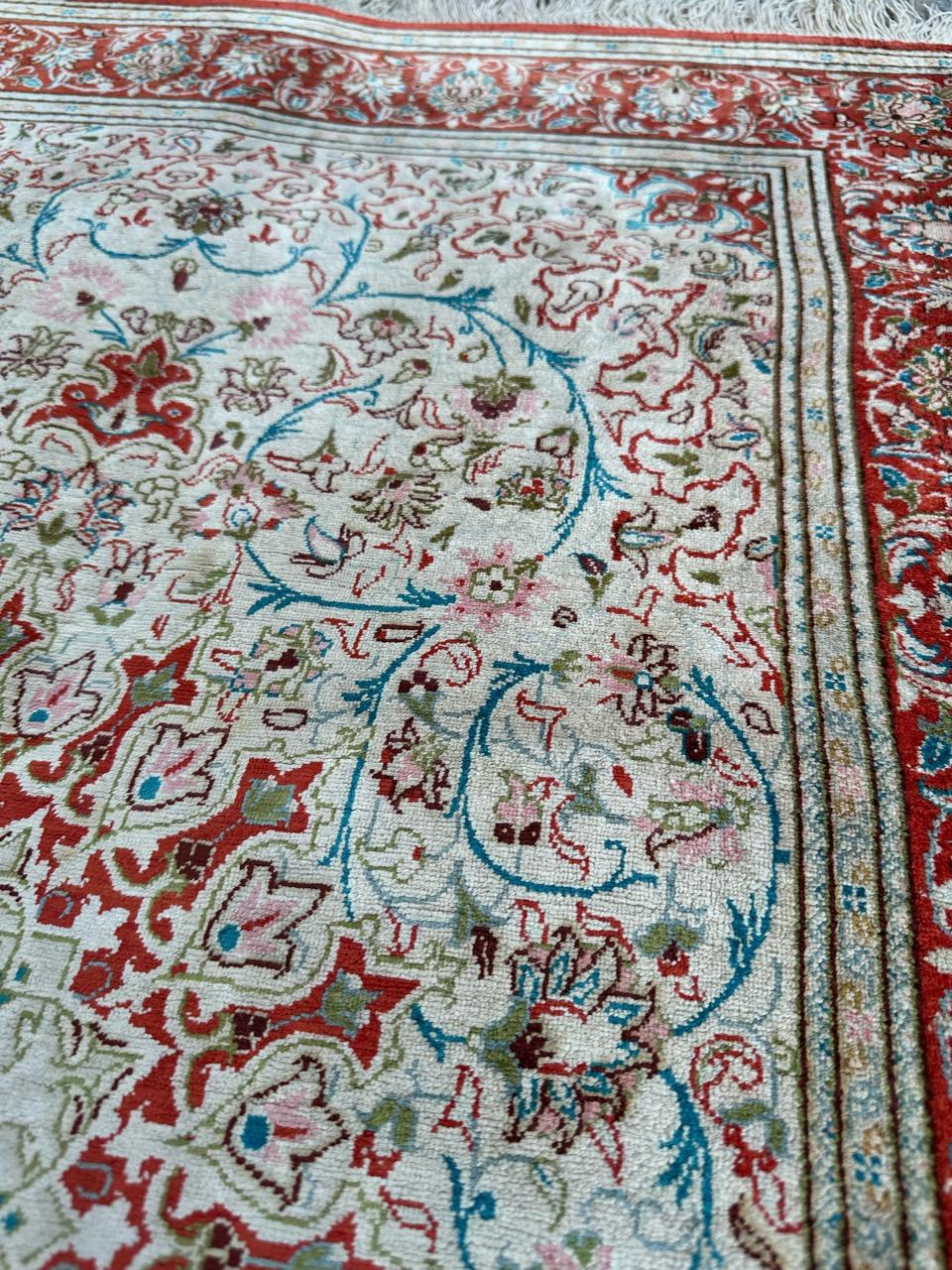 Bobyrug’s Nice early 21st century fine little silk Qom rug  For Sale 6