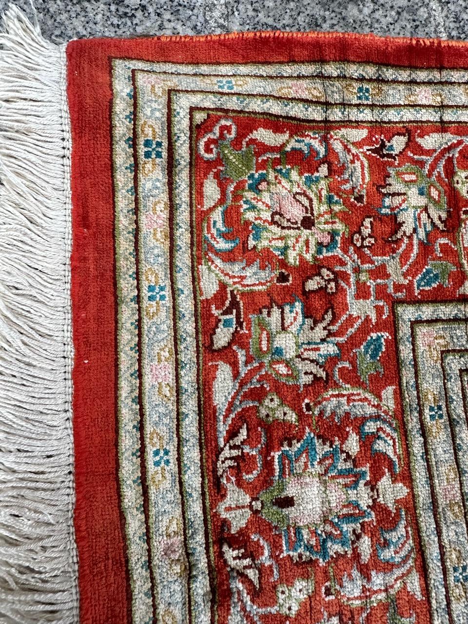 Bobyrug’s Nice early 21st century fine little silk Qom rug  For Sale 7