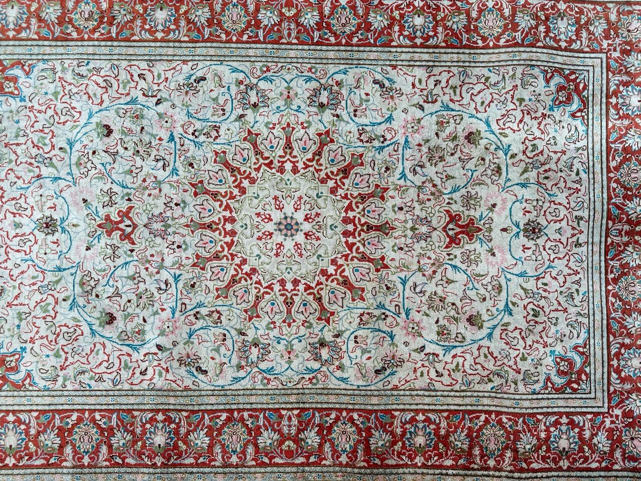 Kashan Bobyrug’s Nice early 21st century fine little silk Qom rug  For Sale
