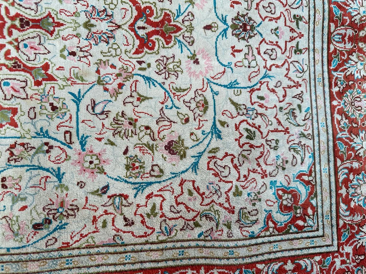 Asian Bobyrug’s Nice early 21st century fine little silk Qom rug  For Sale