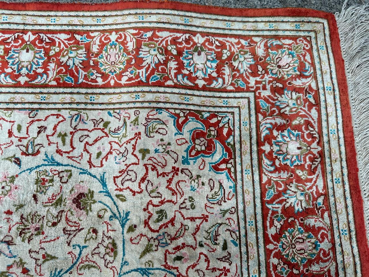 Silk Bobyrug’s Nice early 21st century fine little silk Qom rug  For Sale