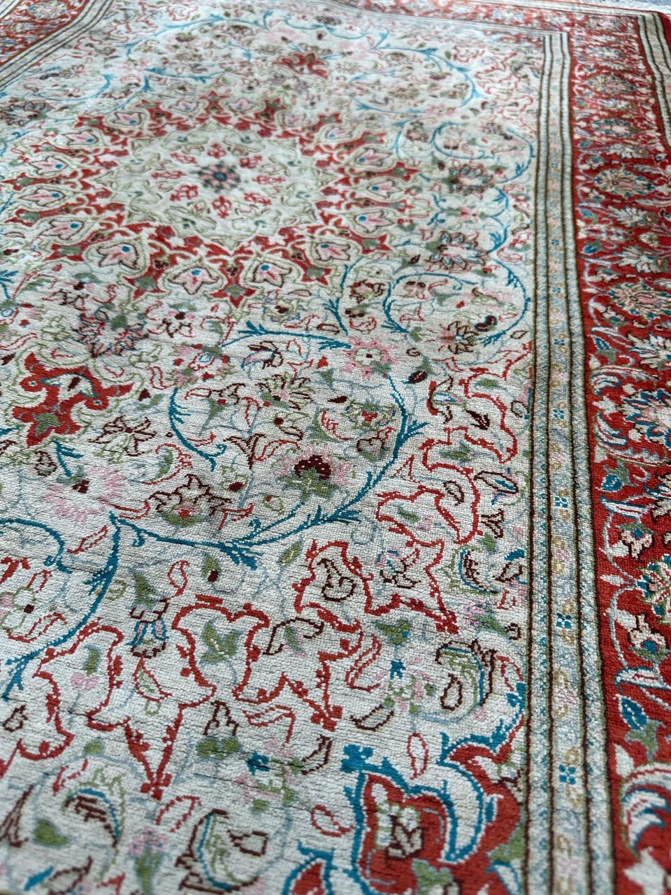 Bobyrug’s Nice early 21st century fine little silk Qom rug  For Sale 1