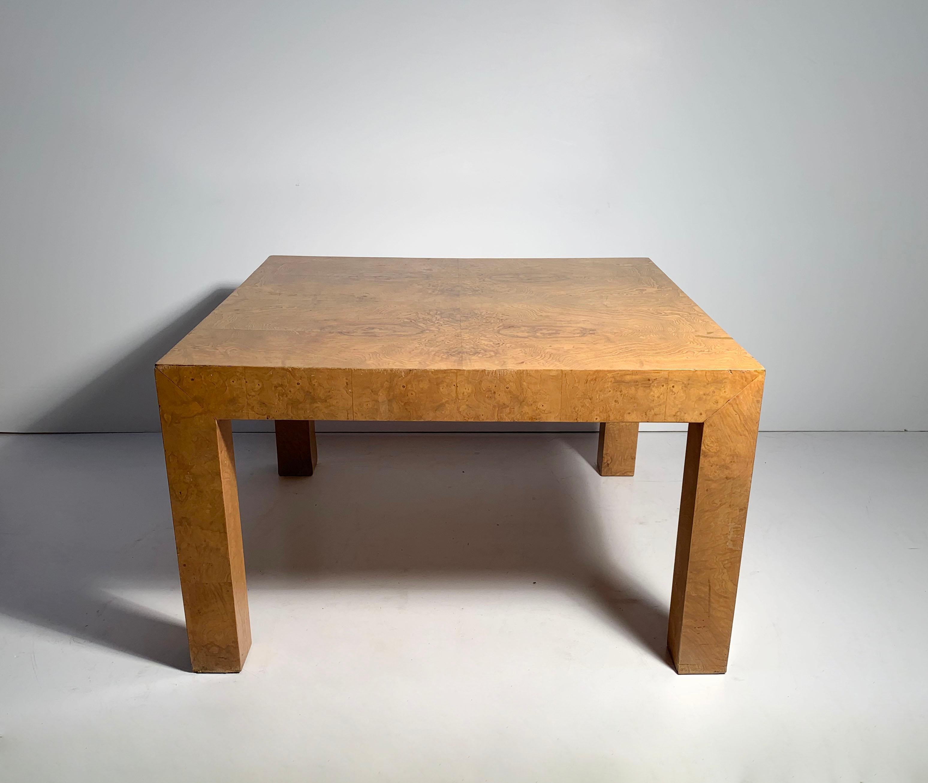 20th Century Nice Early Milo Baughman Burl Coffee or Side End Parsons Table For Sale