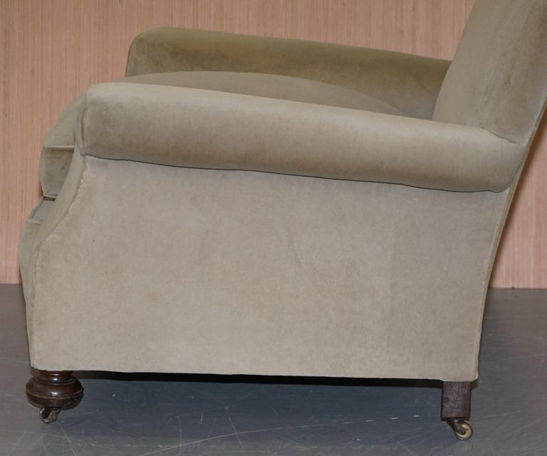 Nice Edwardian English Club Armchair Solid Oak Frame Great Library