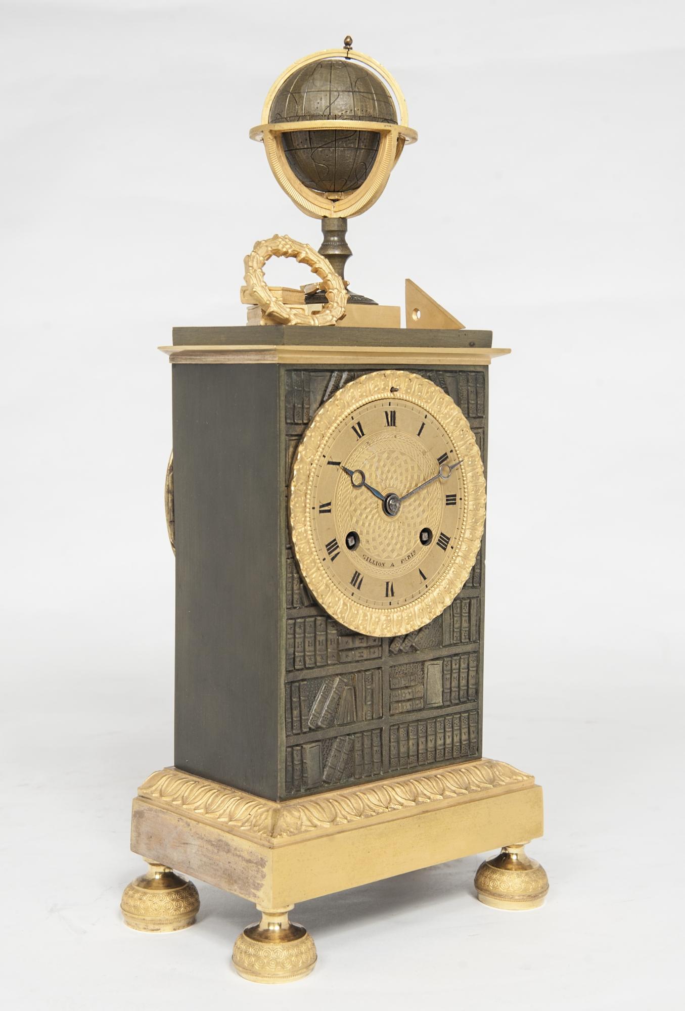 Français Belle horloge de cheminée Empire Charle X de Gillion a Paris en vente