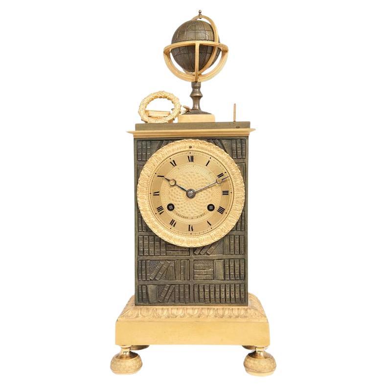 Nice empire Charle X mantel clock by Gillion a Paris For Sale