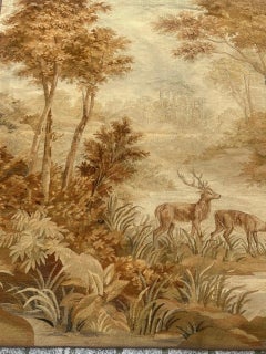 Nice fine antique handwoven Aubusson tapestry fragment