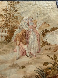 Nice fine antique handwoven Aubusson tapestry fragment