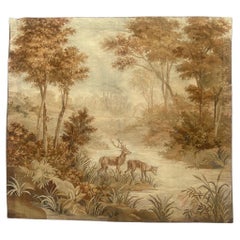 Nice fine antique handwoven Aubusson tapestry fragment