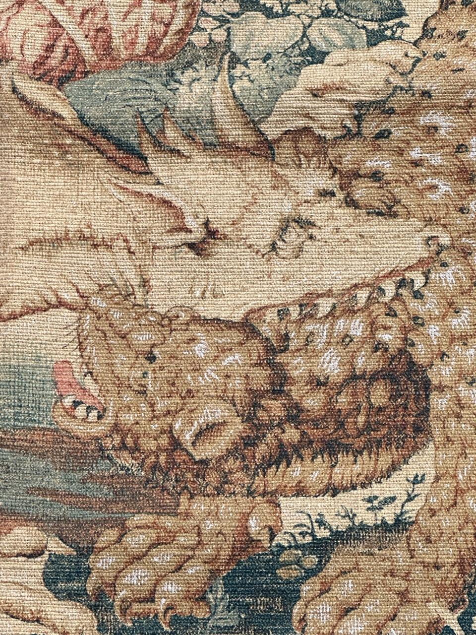Nice French Aubusson Style hand printed tapestry « verdure aux Animaux » 3
