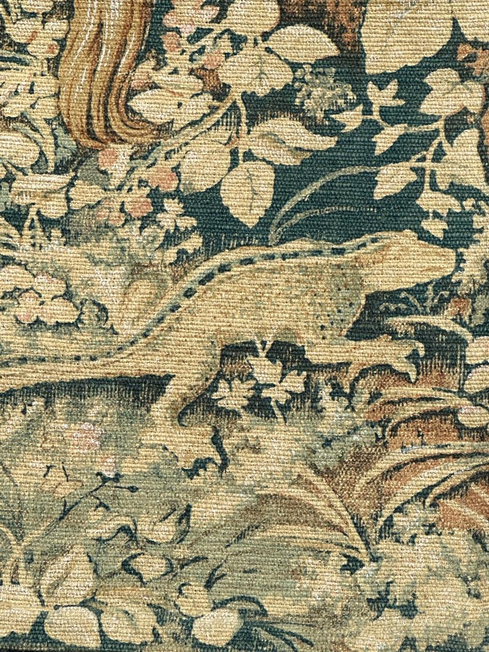 Nice French Aubusson Style hand printed tapestry « verdure aux Animaux » 4